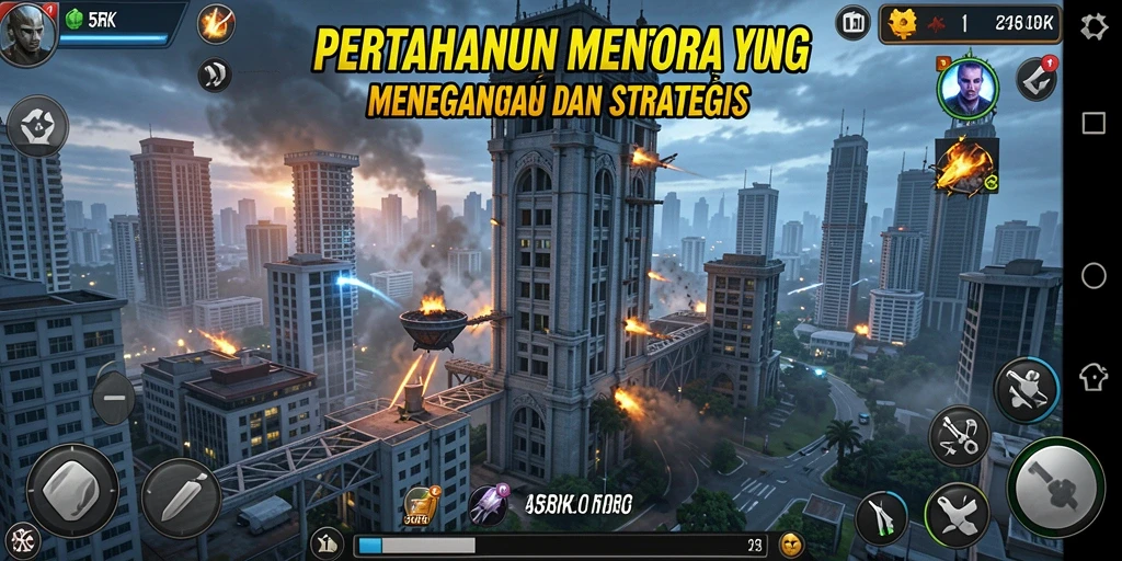 Gameplay seru di 55RK, menara pertahanan melawan serangan musuh.