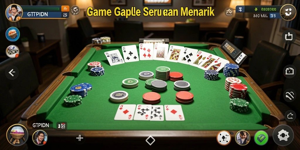Tampilan gameplay seru dalam GTPIDN saat bermain Gaple.