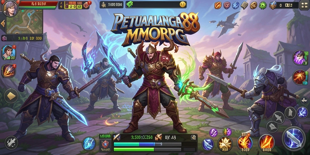 Screenshot gameplay IDOLABET88 menampilkan pertarungan epik dan eksplorasi dunia yang luas.
