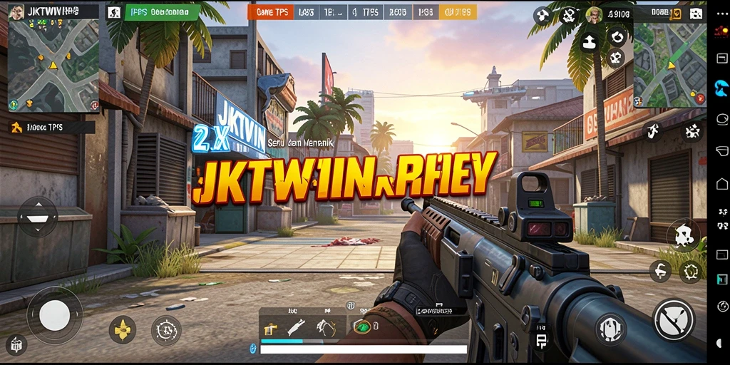 Tampilan gameplay menegangkan dalam JKTWIN, penuh aksi dan strategi.
