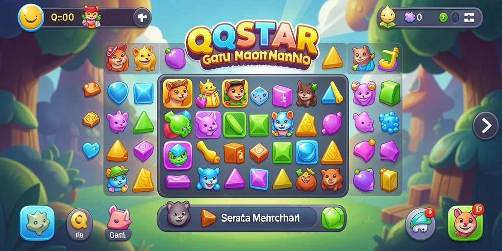 Tampilan gameplay seru dari QQSTAR dengan tantangan Match-3.