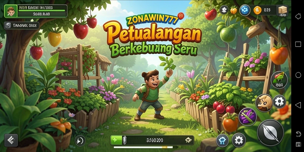 Tampilan menarik dari gameplay ZONAWIN777 dalam berkebun yang interaktif.